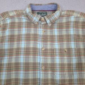 Woolrich Brown and Blue Plaid Casual Button Down Shirt